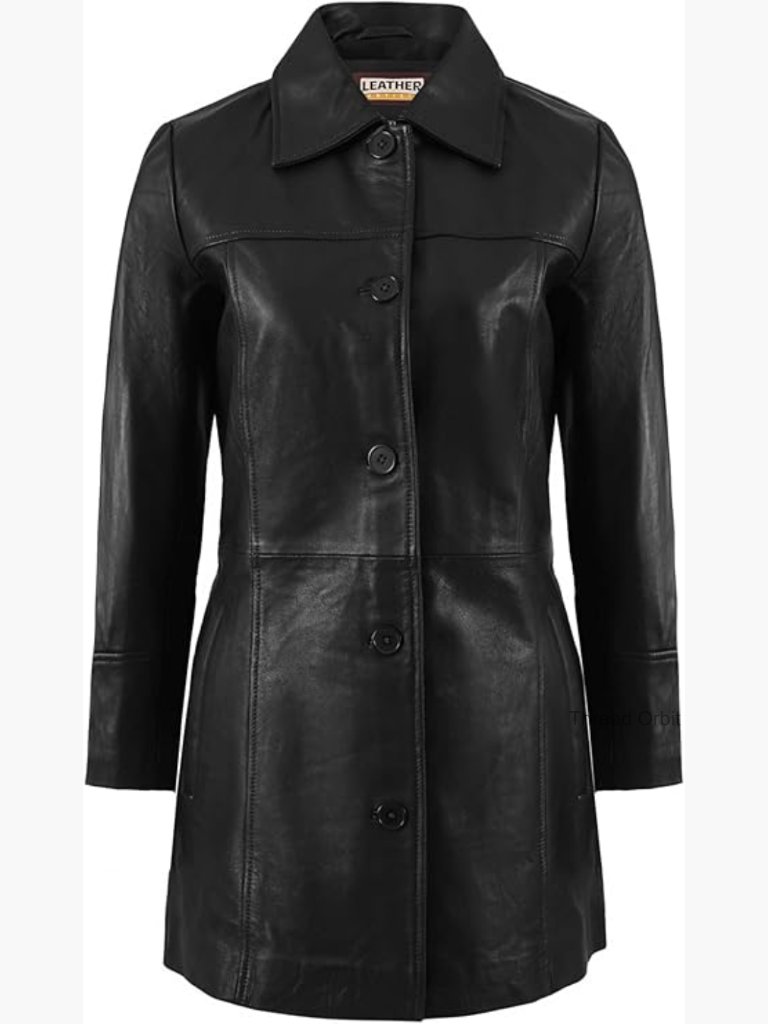 Women's 3/4 Length Real Lambskin Leather Car Coat Overcoat